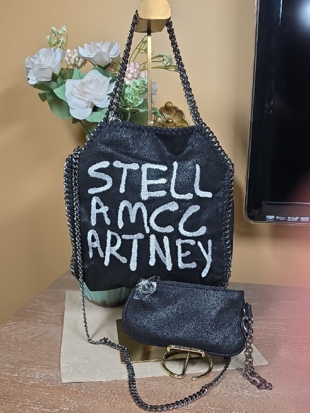 Stella McCartney Falabella Graffiti Logo Fold-Over w/ Matching Pouch SET!